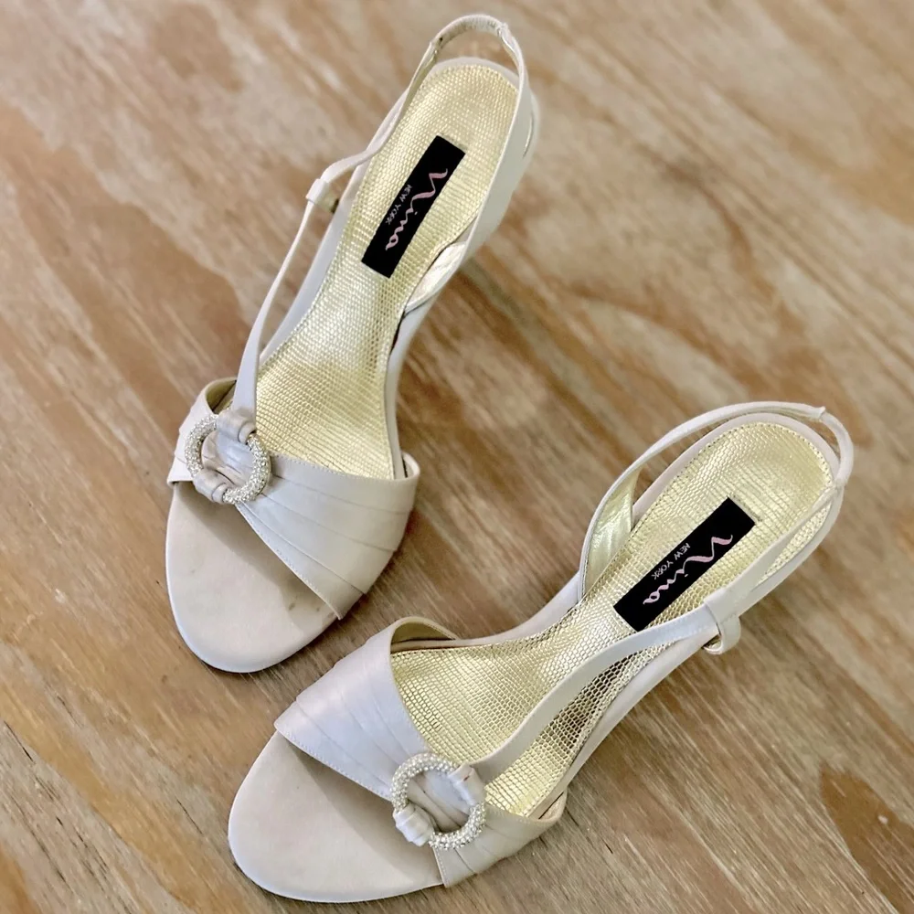 Nina “Haily” Satin Open-Toe Dress Shoes